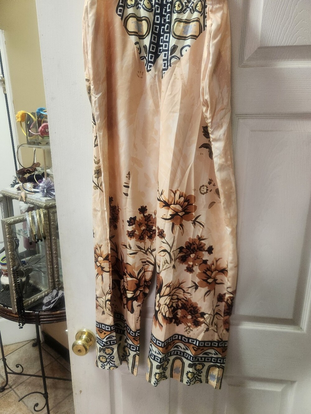 Floral Satin Wide-Leg Pants